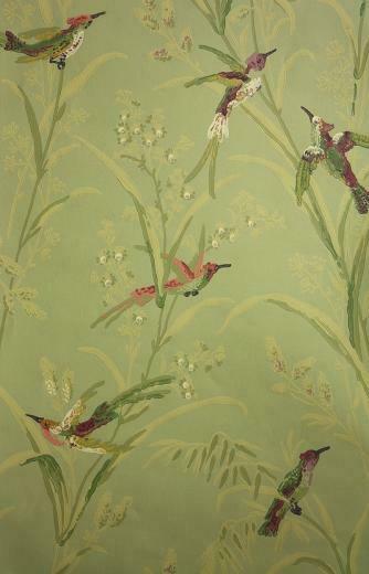 Augustine Wallpaper A Printed On Olive Green Background