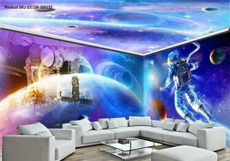 3d Astronauts Universe Ceiling Entire Room Wallpaper Wall Murals