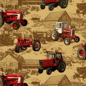 Farmall International Big Tractors On Brown Background Cotton