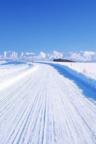 Japan Winter Snowy Road Wallpaper iPhone