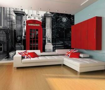 Giant Wallpaper Wall Mural London Telephone Box Vintage British Theme