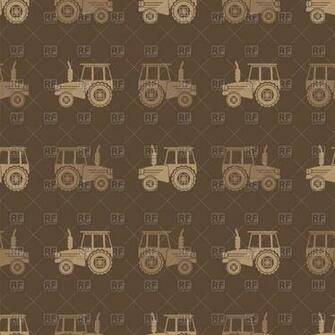 Seamless Pattern With Tractor On Brown Background Vector Image Of