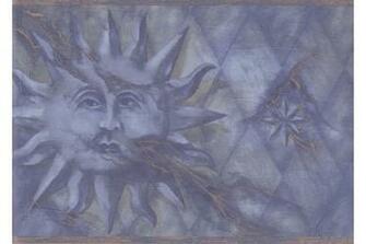 Home Navy Gold Diamond Sun Face Wallpaper Border