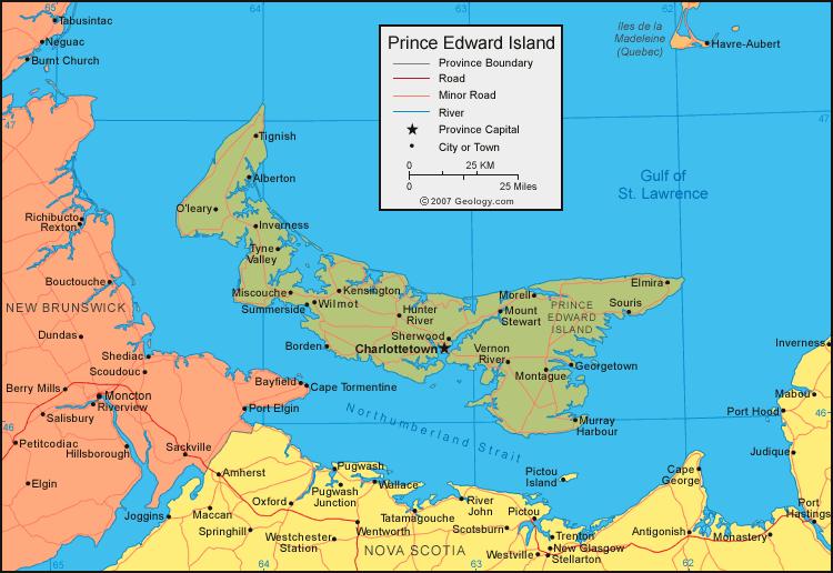 Prince Edward Island Map Satellite Image