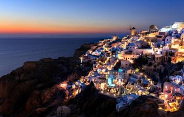 Wallpaper Sea Night Home Santorini Greece Image For