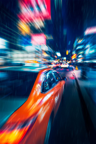 Taxi In The Rain Speed iPhone Wallpaper