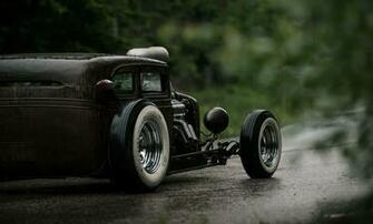 Wallpaper Chevrolet Chevy Hot Rod Rat 540ci Rear Wet Road