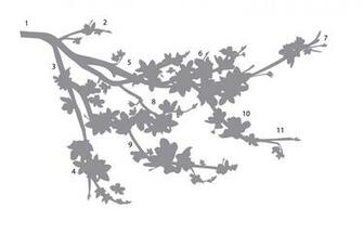 Home Decals Nature Inside Gray Silhouette Blossom Branch Wall Stickers