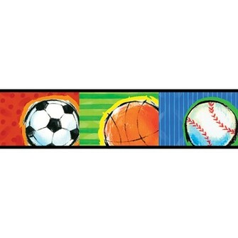443b97628 Multicolor Sports Border All Star Brewster Wallpaper