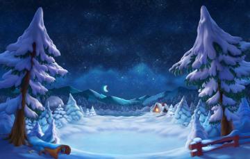 Wallpaper House Forest Winter Sky Trees Landscape Nature