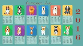 Doggies Desktop Wallpaper With Calendar Homespun Vine
