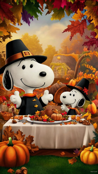 Charming Thanksgiving With Snoopy Wallpaper
