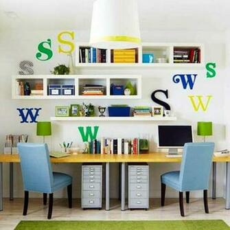 Home Office Decorating Ideas With Wall Cubes And Shelf Alphabets