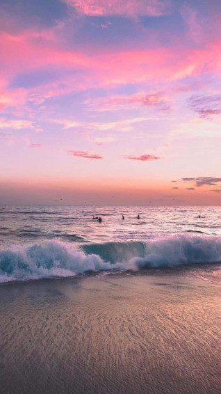 Summer Beach iPhone Pink Purple Wallpaper