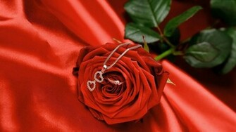 Red Rose Ring And Heart Necklace Wallpaper