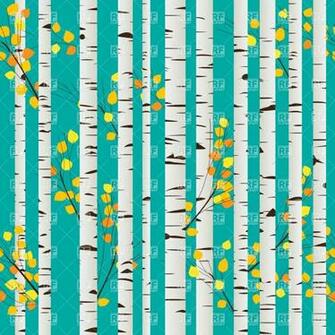 Autumn Birch Forest Background Royalty Vector