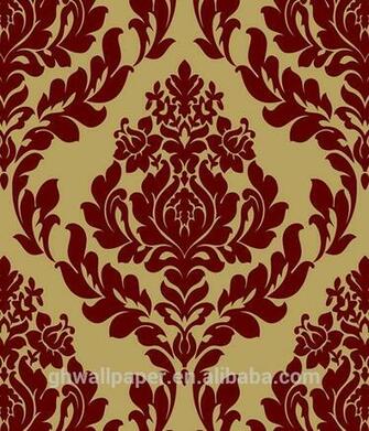 Red Luxury Damask Wallpaper Wedding Wall Decoration Velvet