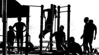 Beach Workout Silhouette Stock Video HD