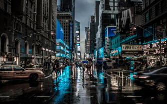 New York City Street Reflection Motion Blur Dark 4k HD World Wallpaper