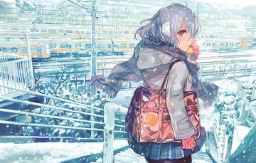 Wallpaper Winter Look Girl Anime Rioka Southern Blue Sky