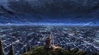 Overlooking The City Lights Wallpaper Anime