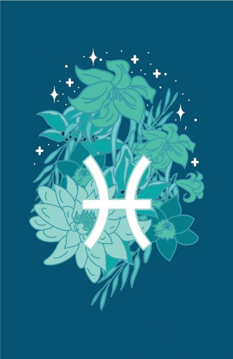 Pisces Flowers Dark Blue By Venusandmoon