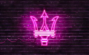 Wallpaper Maserati Purple Logo 4k Brickwall
