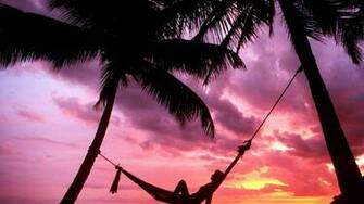Sunset Beach Hammock Chillout Desktop Pc And Mac Wallpaper