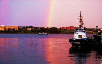 Wallpaper Sky Above The Port Of Halifax Rainbows Nature