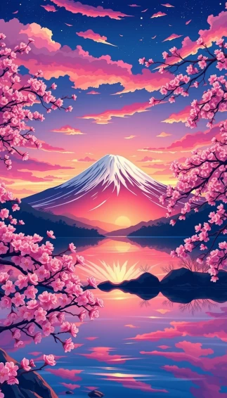Mount Fuji Anime Wallpaper