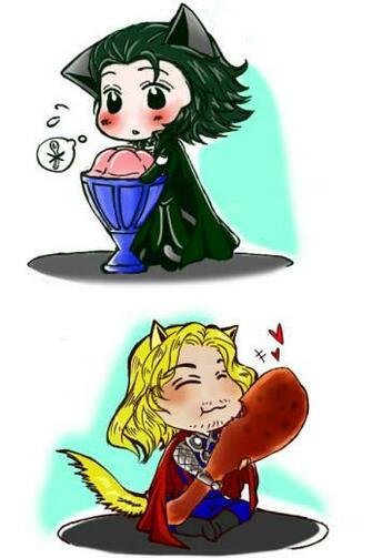 Chibi Loki And Thor Colored By Joker4msy