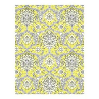 Vintage Brocade Damask Wallpaper Yellow Gray Letterhead