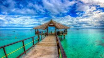 Leleuvia Island Beautiful Bay Doc Wooden Platform Straw Turquoise
