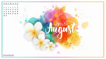 August Hello Desktop Calendar Wallpaper