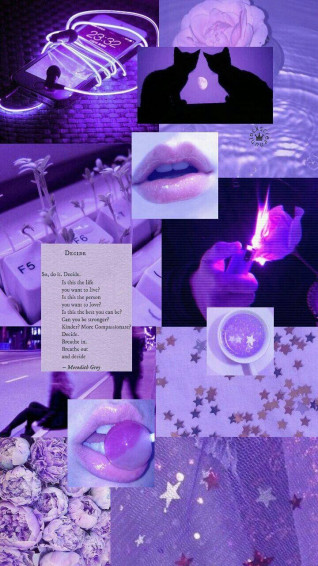 Neon And Pastel Purple Collage Wallpaper