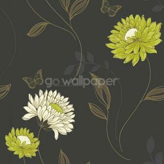 Debona Darcie Butterfly Black Lime Wallpaper