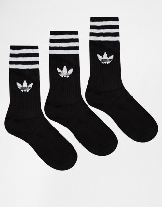 Adidas Solid Black Crew Socks Fishnet Ankle