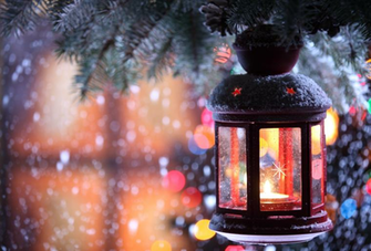 Holiday Christmas Ornaments Snow Blur Lantern Cold