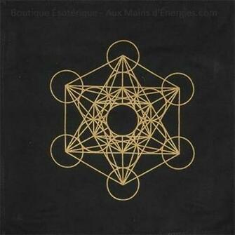 Cotton Rug Pentacle Metatron Color Gold On Black Background
