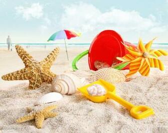 Summer Fun Beach Bucket Clouds Pinwheel Red Relaxing