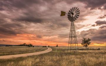 Country Life Wallpaper Windmill Landscaping Fall