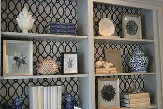 Love This Look Of Printed Wallpaper Or Fabric In The Back Book