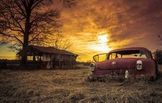 Wallpaper Abandoned Car Rusty Sliders Sunday Sunset