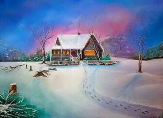 Warm Winter Cabin Wallpaper
