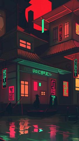 Wallpaper Phone 4k Japanese Style Neon Shallows In
