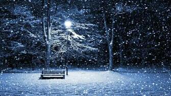 Winter Street With Bench And Lamp Post Wallpaper