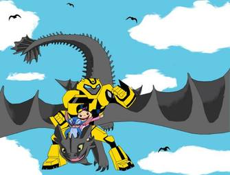 Bumblebee Haley And Stitch Riding Toothless By Sunsetmajka626 On