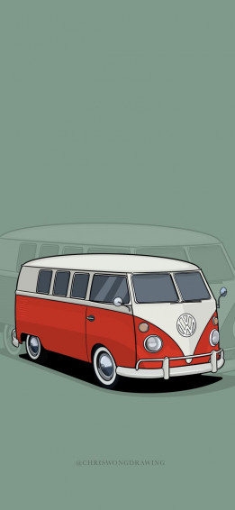 Classic Vw Bus Illustration iPhone Wallpaper