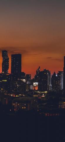 Silhouette Buildings Sunset City Wallpaper HD Image