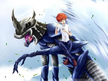 Izumi And Kabuterimon Digimon Digital Monsters